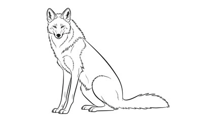 Fototapeta premium Elegant Wolf in repose: A stately wolf in a moment of calm, its serene gaze and poised posture exuding a sense of quiet strength and dignity.
