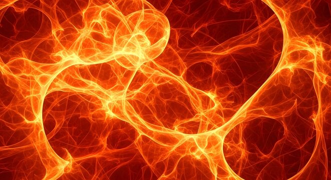 Abstract fire or plasma patterns in swirling orange and yellow