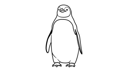 Cheerful Penguin Outline: a line drawing of a charming penguin. Capturing the simplicity and iconic charm. © Abdul