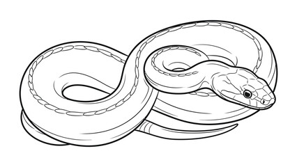 Fototapeta premium Coiled Snake Line Art: A sleek, detailed illustration of a snake coiled, emphasizing its scales, form, and the serpentine grace. 