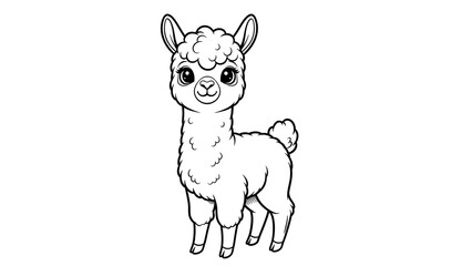 Obraz premium A cute cartoon llama standing alone on transparent background