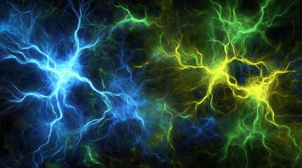 Obraz premium Abstract digital representation of vibrant interconnected energy streams in blue and green hues