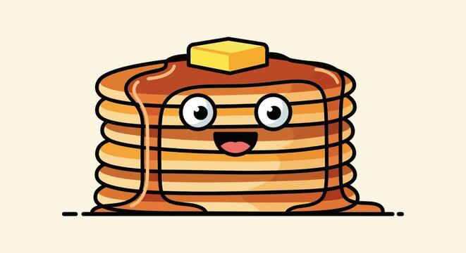 Stack of Pancakes with Syrup and Butter.