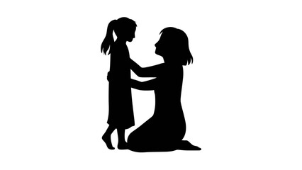 Silhouette of Mother and Daughter Bonding and Talking Together