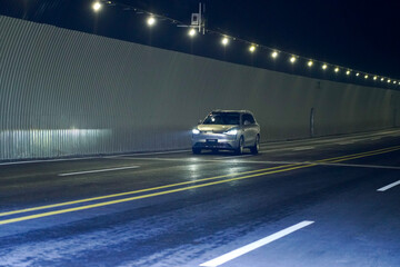 Obraz premium Chinese brand cars using Huawei's intelligent driving system are currently undergoing testing and trial drives.