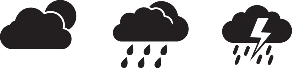 Weather Forecast Conditions And Climate Digital Graphic Icons