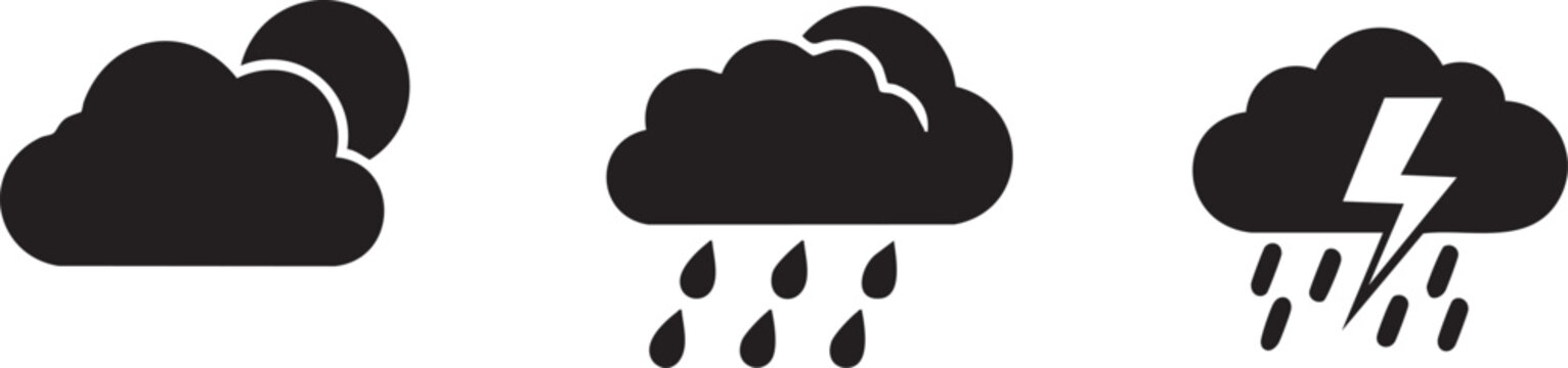 Weather Forecast Conditions And Climate Digital Graphic Icons