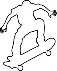 Illustration of a skateboarder outline silhouette.