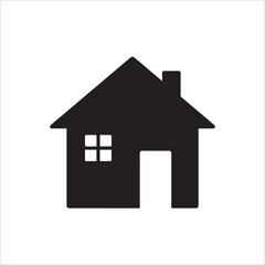Fototapeta premium Black Web home flat icon for apps and websites isolated on white background.