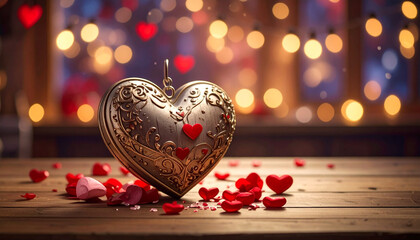 Heart shaped locket with scattered hearts