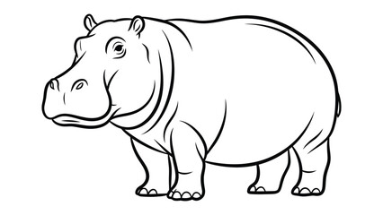 Obraz premium Hippopotamus Line Drawing: A detailed line drawing of a hippopotamus, showcasing its massive size and distinctive features.