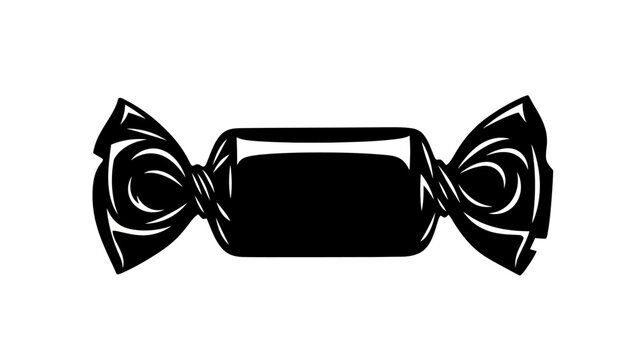 Monochrome illustration of a wrapped candy sweet.