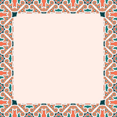 Ornate Geometric Frame with Teal and Coral Accents