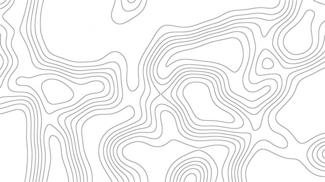 Abstract topography white stripes background motion loop footage video with geo map pattern, best for motion graphics and design projects, fractal lines background, Moving waves on black background 4k
