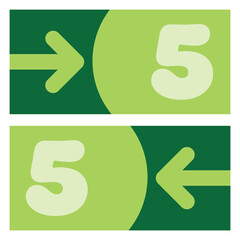 Numbered and colored sign indicating the direction