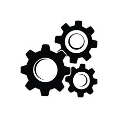 A 3d vector illustration of a mechanical steel gear icon and industrial cogwheels set against a polished metal background representing engineering technology and machine design