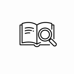 vector book search icon with magnifying glass