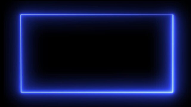 Neon glowing rectangular frame. Abstract glowing Neon light frame rectangle loading icon. Square rectangle picture frame with two tone neon color motion graphic .	
