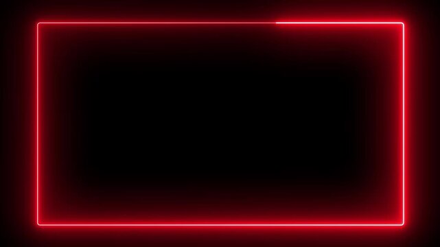 Neon glowing rectangular frame. Abstract glowing Neon light frame rectangle loading icon. Square rectangle picture frame with two tone neon color motion graphic .