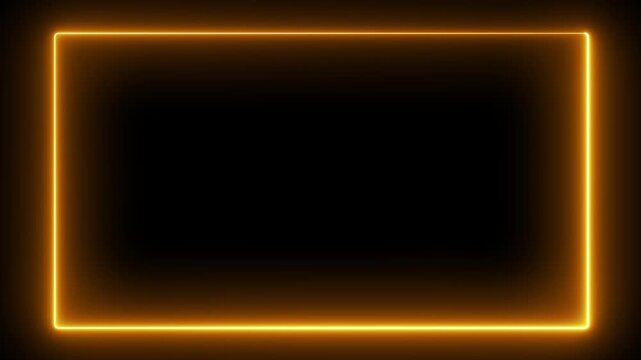 Neon glowing rectangular frame. Abstract glowing Neon light frame rectangle loading icon. Square rectangle picture frame with two tone neon color motion graphic .