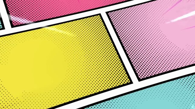 Dynamic Comic Book Panels Background Pop Art Halftone Dots Grid