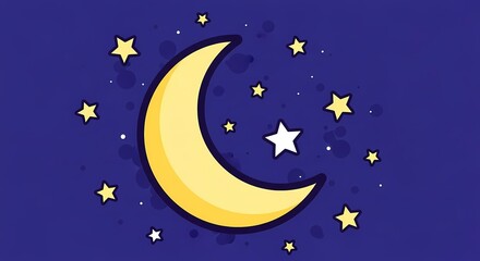 Fototapeta premium Crescent moon with stars in night sky