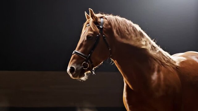 Brown horse galloping on sandy ground