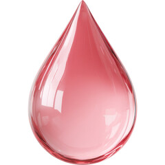 Rose liquid drop with a clear sheen on a solid black background.