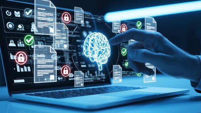 Hand interacting with digital brain interface