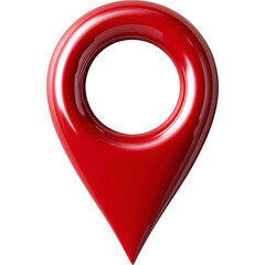 Shiny red location pin pointing the way, modern graphic style.