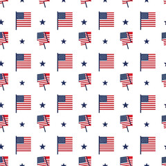 Fototapeta premium Seamless Patriotic Pattern with American Flags and Stars for Festive Occasions