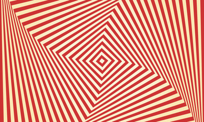 Fototapeta premium Abstract Geometric Optical Illusion Background with Red and Cream Concentric Squares