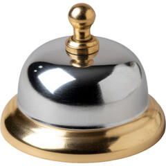 A silver and gold reception bell with a polished, shiny finish.