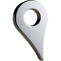 Chrome pointer indicating a location on a map or a specific point.