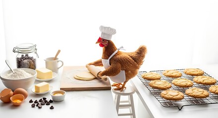 A delicious snack of fresh chocolate chip cookies and milk served on a white plate on a kitchen table makes a sweet gourmet dessert or breakfast meal