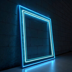 blue neon frame on a dark background