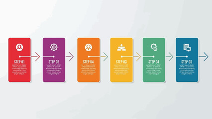Business Process Steps Infographic: Workflow Stages and Project Management Concept