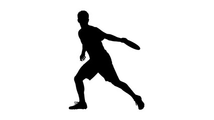 Fototapeta premium Silhouette of a man throwing a frisbee disc during a game.