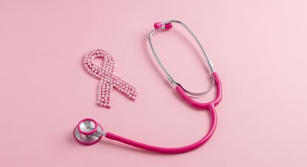 World health day background with stethoscope and pink ribbon