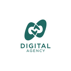 Modern Digital Agency Logo Design Concept with Interconnected Elements Representing Technology and Innovation