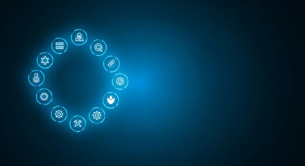 Obraz premium World health day background with blue medical icons circle