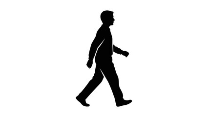 Silhouette of a Man Walking Against White Background.