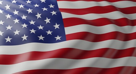 Fototapeta premium Waving american flag with stars and stripes in close up view