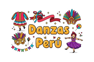Colorful celebration of peruvian dance with traditional costumes and festive elements