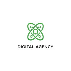 Fototapeta premium A green intertwined logo design for a digital agency displayed on a clean background