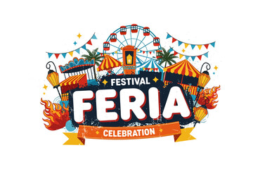 Vibrant festival celebration with amusement park and ferris wheel