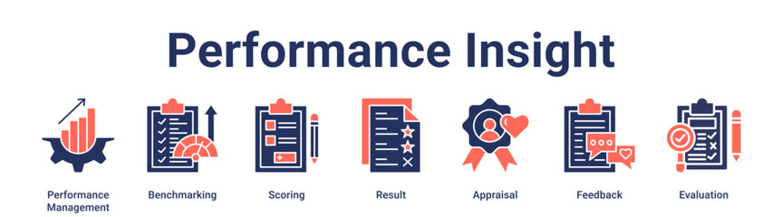 Performance Insight banner web icon vector illustration concept for education with icon of Performance Management, Benchmarking, Scoring, Result, Appraisal, Feedback.