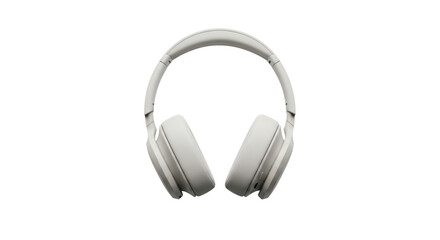 Fototapeta premium Matte light gray over-ear wireless headphones front view, isolated on white background