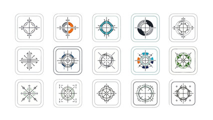 Fototapeta premium Collection of Futuristic Crosshair and Target Icons for Gaming and Technology
