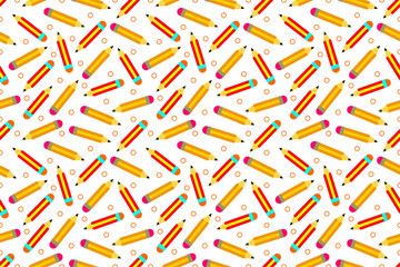 Obraz premium Colorful pencil pattern background. Hand drawn pencil stationery pattern. Pencil cartoons pattern background. Back to school concept. Education background concept.